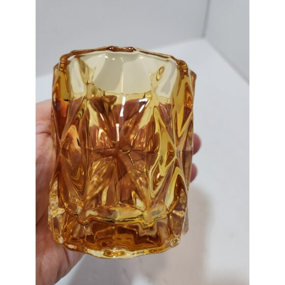 Yankee Candle Gold Fractal Glass Votive Candle Holder 3" Tall New - Picture 4 of 6